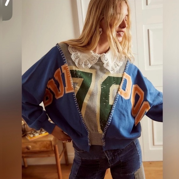 NWT Urban Outfitters BDG Patchwork Bulldog Varsity 76 Sweatshirt | Size L - Picture 9 of 12